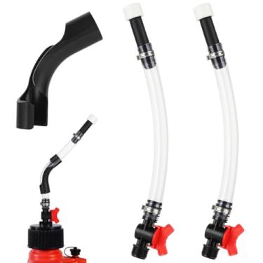 Imagem de Conjunto de mangueira de jarra de combustível de corrida de PVC transparente, 2 pacotes com válvula e dobrador de 45°, mangueira de enchimento de combustível automático de 0,78 pol para cortadores de