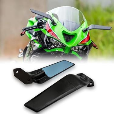 Imagem de CHILILI Atualização de espelhos furtivos para Kawasaki Ninja ZX-6R ZX6R ZX636 2019-2025 acessórios espelhos furtivos retrovisores de asa de vento feitos de alumínio CNC ângulo ajustável