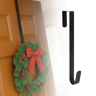 Imagem de Cabide De Porta Gancho De Suspensão Guirlanda De Natal e Pascoa Fácil Instalação Forte Suporte De Carga porta 5cm - pendure sua guirlanda sem precisar furar ou parafusar sua porta (Preto)