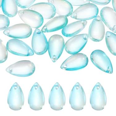 Imagem de PATIKIL Contas de gota, 50 peças de pingentes perfurados de cristal gota de lágrima pingentes de vidro tcheco em forma de gota para fazer joias faça você mesmo, pulseiras, colar, brincos, artesanato