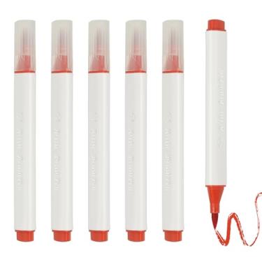 Imagem de PATIKIL Caneta de aquarela de arte, 6 peças, caneta de aquarela triangular de ponta macia para escritório, artesanato, álbuns, escrita, diário, desenho, caligrafia, vermelha