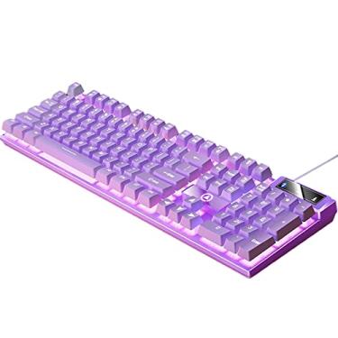 Imagem de Mechanical Gaming Keyboard USB Multimedia Controls LED Lighting Effects for Computer Desktop,