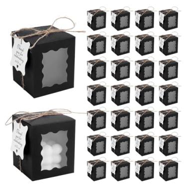 Imagem de PH PandaHall Caixa de presente com 50 velas, caixa de papel kraft transparente visível de 8,4 x 8,4 x 9,9 cm, caixa de armazenamento para velas de 283 g, aniversário, casamento, Natal, biscoitos para