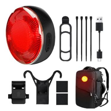 Imagem de Luz traseira de bicicleta recarregável | Luzes de bicicleta com sensor de freio inteligente | 5 modos de iluminação, lanterna traseira recarregável à prova d'água para passeios noturnos, mountain bike