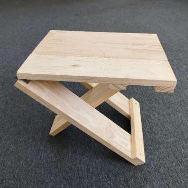 Imagem de Banqueta Dobravel, Banqueta Dobravel Madeira RetráTil AjustáVel – 2 Alturas (37cm/45cm) – MúLtiplo Uso para Cozinha, Banheiro, Varanda(1 UNIDADE)