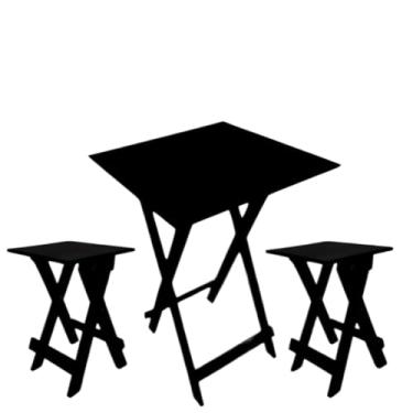 Imagem de Conjunto Mesa C/ 2 Banquetas de Madeira Decoração Area de Churrasco Jantar (Adesivo Revestimento Quadrado)