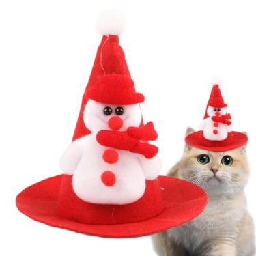Imagem de Chapéu De Natal Para Gato,Acessório De Cabeça Natalino Ajustável Divertido - Gorro Pontiagudo Do Pai Natal Para Gatos,Para Dragão Barbudo Hamster Lagarto Evento De Inverno Sessão Fotográfica Feriado