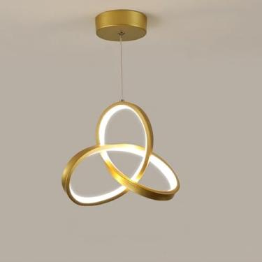 Imagem de Luminária de Teto Lustre Pendente LED Moderno com Três Cores de Luz para Sala, Quarto, Cozinha e Ambientes Internos(D10 (G) Preto (28cmx28cmx6cm))
