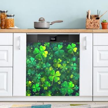 Imagem de ATTX Capa magnética para lava-louças do trevo do Dia de São Patrício, 58,4 cm C x 66 cm A, decoração da capa da máquina de lavar louça, decalques para armários domésticos e eletrodomésticos adesivos