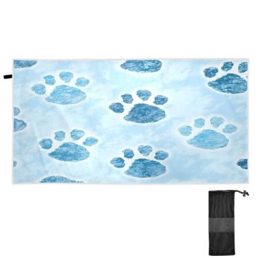 Imagem de ATTX Toalha de praia com estampa de pata de cachorro 76 x 152 cm - Cobertor leve de microfibra resistente à areia de secagem rápida para piscina, ioga, academia e viagens | Esportes de banho de