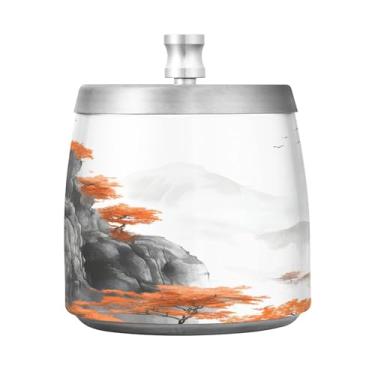 Imagem de SEHANY Cinzeiro Majestic Mountain Peak com tampa para cigarros, à prova de vento, sem fumaça, aço inoxidável, cinzeiros para uso interno e externo, grande, inodoro, para fumantes, decoração de
