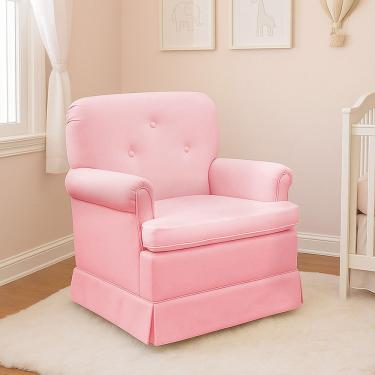 Imagem de Poltrona De Amamentação Base Balanço Lígia Sintético E03 - D'rossi Cor Rosa Bebê