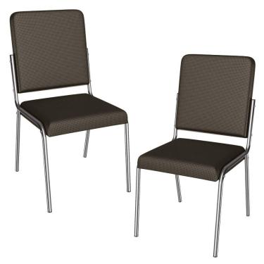 Imagem de Kit 2 Cadeiras Cromada Sala Jantar 2C129CR Corino Kappesberg Marrom