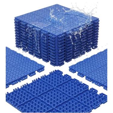 Imagem de jxgzyy 20 peças de azulejos, azulejos de piso externo de 1,5 cm de espessura, tapete de drenagem modular PP antiderrapante para quadra de basquete ralo piscina pátio chuveiro varanda grama