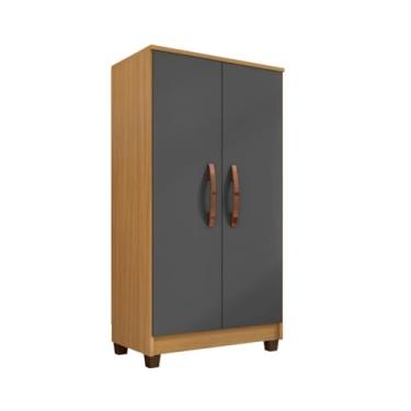 Imagem de Armário Multiuso 2 Portas Bistrol - Carvalho Americano - Grafite - ÉdeCasaMóveis