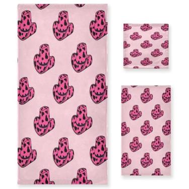 Imagem de STAYTOP Conjunto de toalhas de chapéu de cowboy de vaca 3 peças, toalha de secagem rápida altamente absorvente para academia, spa, banheiro