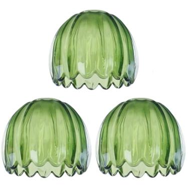 Imagem de Abajur de tulipa verde de vidro, abajures de flores pequenas, mini abajur de substituição para luminária de chão, candeeiro de parede, candeeiro de parede, decoração de lustre (verde-3)