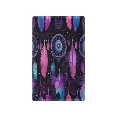 Imagem de Wassud Placa de cobertura colorida para interruptor de luz para apanhador de sonhos, 1 capa de tomada em branco, placa de parede decorativa, decoração de casa, sala de estar, quarto