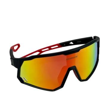 Imagem de Óculos de Sol Esportivo Máscara com Lentes Polarizadas - Ideal para Bike, Corrida, Beach Tennis e Vôlei - Unissex com Proteção UV400 (Preto, Laranja)