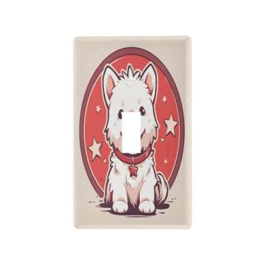Imagem de Wassud Placa de cobertura para interruptor de luz, capa decorativa de cachorro alegre, placa de parede para tomadas elétricas, interruptor único 11 x 6 cm