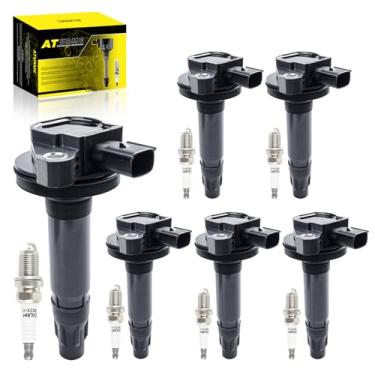 Imagem de ATURMC Bobinas de ignição UF595 e vela de ignição irídio compatíveis com Lincoln MKS MKT MKX MKZ Mercury Sable 2007-2012 Edge Flex Fusion Taurus V6 3.5L 3.7L substitui # 5C1652 UF553 C1595 DG520 E1053