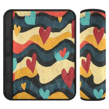 Imagem de Burbuja Capa para cinto de segurança de carro Valentine Hearts Protetor de cinto de segurança de carro macio confortável para alça de ombro de assento de carro, 1 par médio