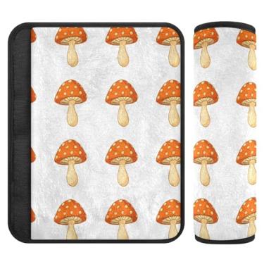 Imagem de Burbuja Capa de cinto de segurança de carro cogumelos de desenho animado protetor de cinto de segurança de carro macio confortável para alça de ombro de assento, 1 par pequeno