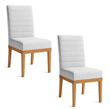 Imagem de Kit 2 Cadeiras De Jantar Solana Linho Cinza Base De Madeira - Pallazio