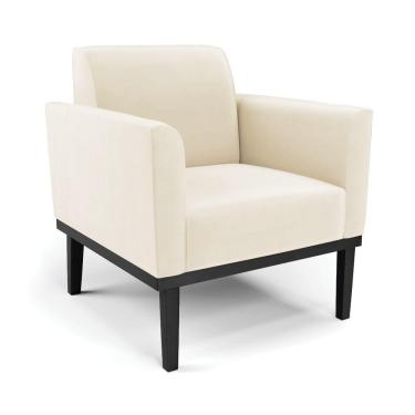 Imagem de Poltrona Base De Madeira Fixa Preto Marisa Veludo D03 - D'Rossi Bege