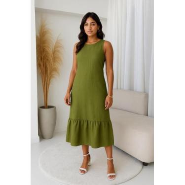 Imagem de Vestido Longo em Linho Premium - Elegante e Confortável tamanho:PCor:V