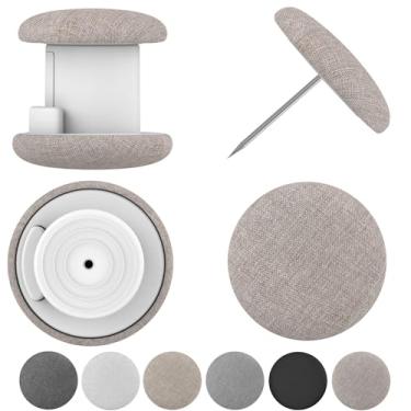 Imagem de Uzpomel Clipes de edredom clássicos de linho, fixadores de pino de dupla face de metal, conjunto de 6, várias cores disponíveis, sistema de prevenção de turno de edredom (marrom claro)