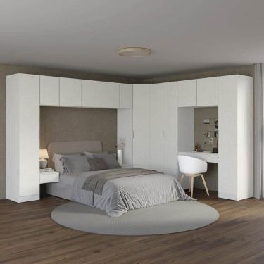 Imagem de Guarda-roupa Modulado de Canto Obliquo 11 Peças com 12 Portas Orion Cabecasa Madeiraoriginals Aveia/Linho