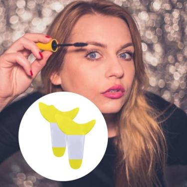 Imagem de ZJchao Rímel Protetor de Sombra Aplicador Protetor Almofadas de Silicone Macio Ferramenta de Maquiagem para Cílios Proteção de Maquiagem de Cílios Reutilizável Fácil Limpeza (Novas duas caixas amarelas)