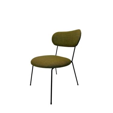 Imagem de Poltrona de Aço Estofada Liri - Preto c/ Linho Texturizado Verde