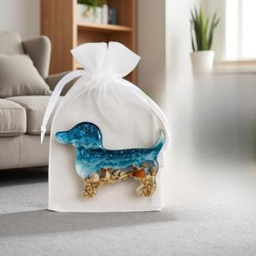 Imagem de Plano 2D, um conjunto de decorações de dachshund de abraço de bolso com cartões emocionais, design peculiar, peça de arte decorativa, material durável, sensação artesanal, presente para amantes de