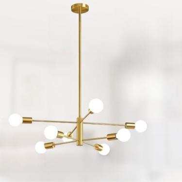 Imagem de 8 Lâmpadas Dourado Luminárias De Teto Lustre Sala Moderno(Dourado-8 cabeças)