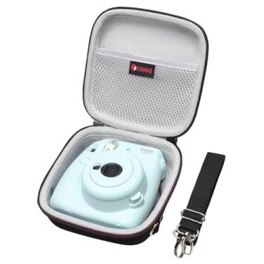 Imagem de XANAD Capa rígida compatível com Fujifilm Instax Mini 12/11 / Evo / 10/9 / 8/7 e para câmera instantânea Fujifilm Instax Mini 99 com alça de ombro (preto + cinza) - Dimensões internas: 13 x 13 x 7 cm