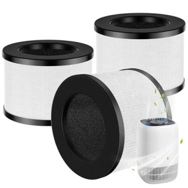 Imagem de Pacote com 3 filtros de substituição TZ-K1 compatíveis com purificador de ar ToLife TZ-K1, MK01 MK06 e FreAire KN6391, filtro HEPA H13 3 em 1, carvão ativado e pré-filtro, filtro rotativo de 360°