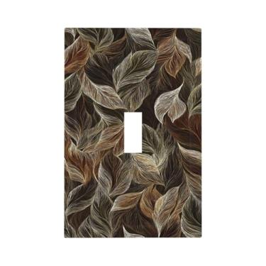 Imagem de Naiqadnehz Placa decorativa para interruptor de luz, folha boho, linha multicolorida, botânica, 1 gangue, placa de parede com interruptor único, capas de tomada elétrica para decoração de sala de