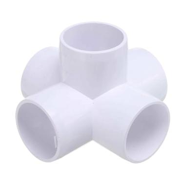 Imagem de DTGN 8 peças de encaixe de PVC de cotovelo de 1/5.1 cm, encaixe de tubo de PVC de grau cruzado de 5 vias, SCH40, conector de cotovelo de canto DIY para móveis de construção, conexão de estrutura de