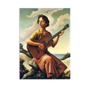 Imagem de Zeichn8u Thomas Hart Benton Paintings Wall Art Jessie com guitarra Reproduções de arte clássica Thomas Hart Benton Pôster em tela para sala de estar decoração de parede de casa 42 x 30 cm (43.2x30.5
