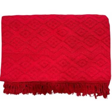Imagem de Manta para Sofá King Luxo Decorativa Algodão - Cobertor de Sofá Elegante para Sala e Quarto (TAMBAB 2.4x1.8m VERMELHA LISA)