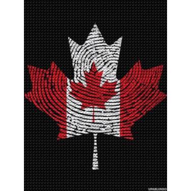Imagem de UPABLUNSO Pintura de arte de diamante 5D bandeira canadense canadense broca redonda completa pinturas bordadas imagens artes artesanato para decoração de parede de casa 30,5 x 40,6 cm kit de