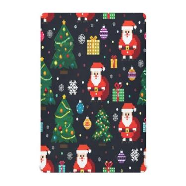 Imagem de JUZIHAI Lençol de berço de Natal Papai Noel para meninos e meninas, macio, respirável, elástico, 99 x 68 cm, lençol aconchegante para berço padrão e cama de criança pequena