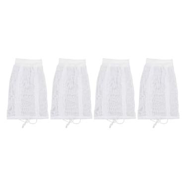 Imagem de SIWOTED 4 peças de chapéu de rede de cabelo com cordão ajustável alça lavável e reutilizável boné de rede para secar cabelos cacheados (Branca)