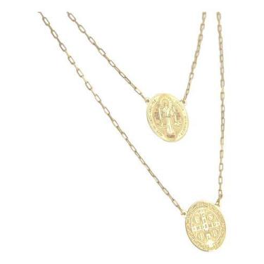 Imagem de Escapulário São Bento Ouro 18k 750 65 Cm Corrente Cadeado Sz - JOIE JO