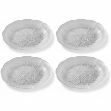 Imagem de Jogo 6 Pratos Fundos Vidro 22cm Foglia – Prato Fundo Floral – Detalhe Flor em Alto Relevo (4)