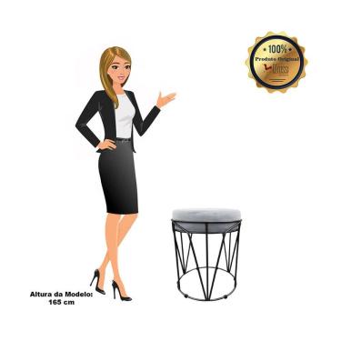 Imagem de Puff Multiuso Com Mesa 2 Em 1 Suede Cinza Base Preto