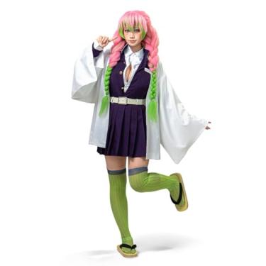 Imagem de OSIAS Kanroji Mitsuri Fantasia feminina cosplay – ombros acolchoados, casaco bordado, conjunto completo, Kanroji Mitsuri, XX-Large