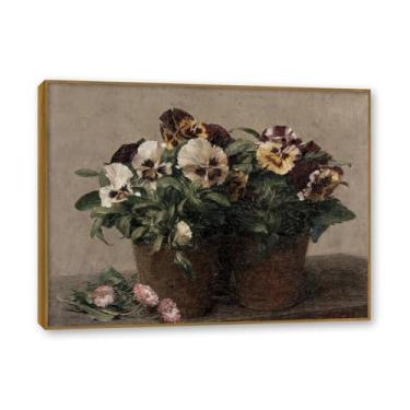 Imagem de Moldura de teca. Arte em tela floral country, pintura botânica vintage de natureza morta, decoração de parede de cozinha de fazenda emoldurada para sala de jantar. A31. 30x40cm-11,8x15,7 pol